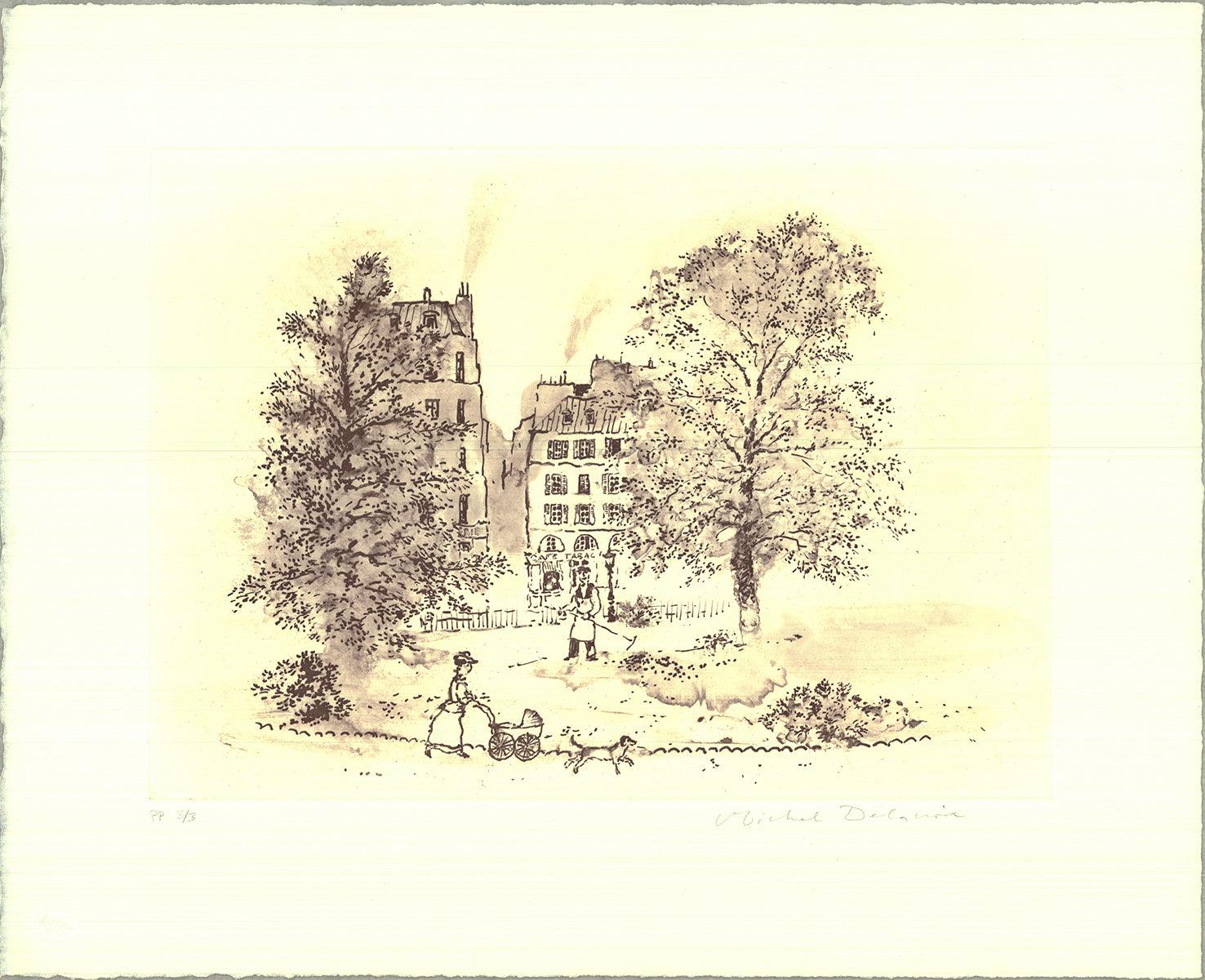 'Paris V'- Etching- Signed - Print by Michel Delacroix