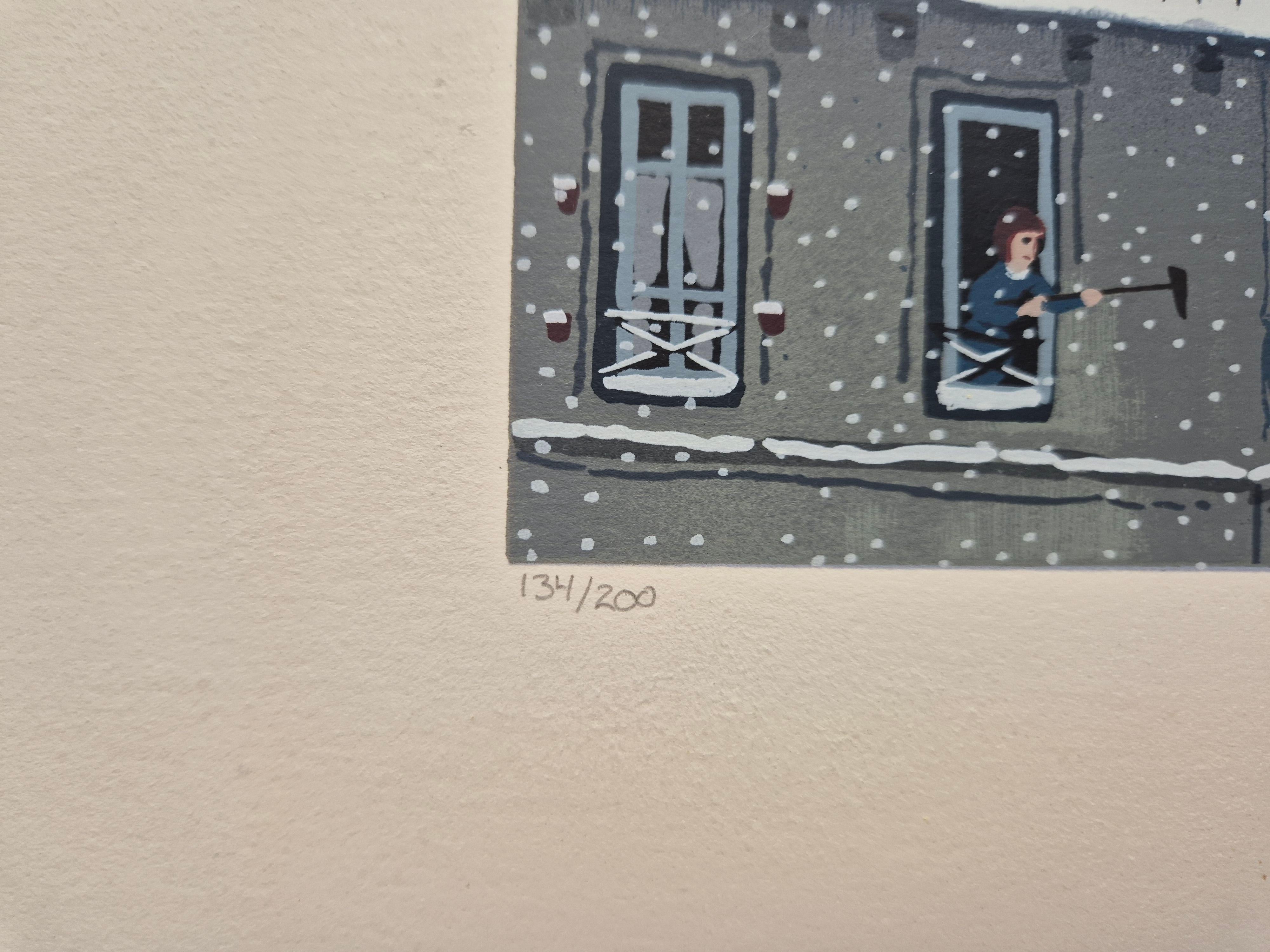 Michel Delacroix – Hahnen in Paris im Schnee im Angebot 2