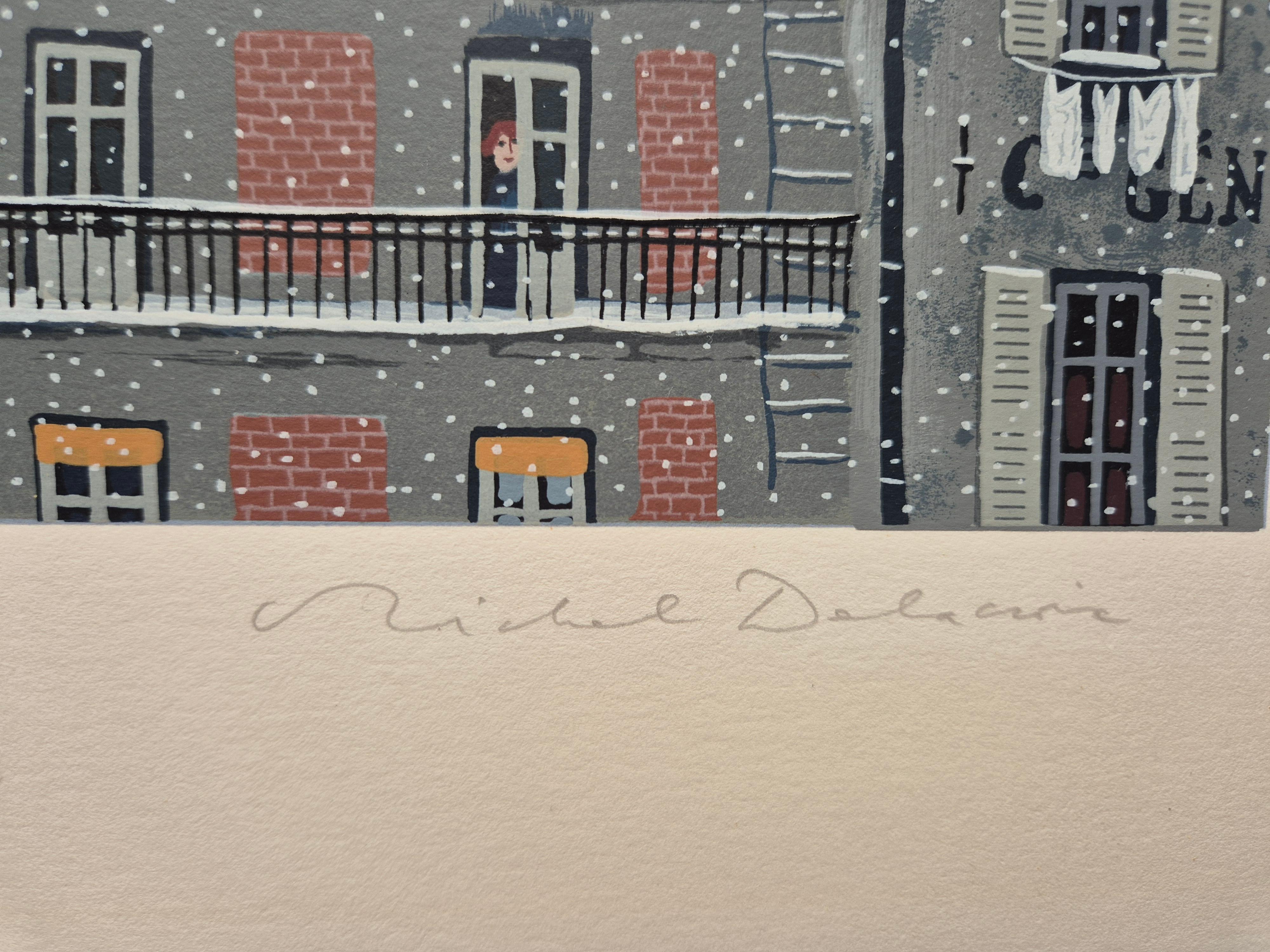 Michel Delacroix – Hahnen in Paris im Schnee im Angebot 3