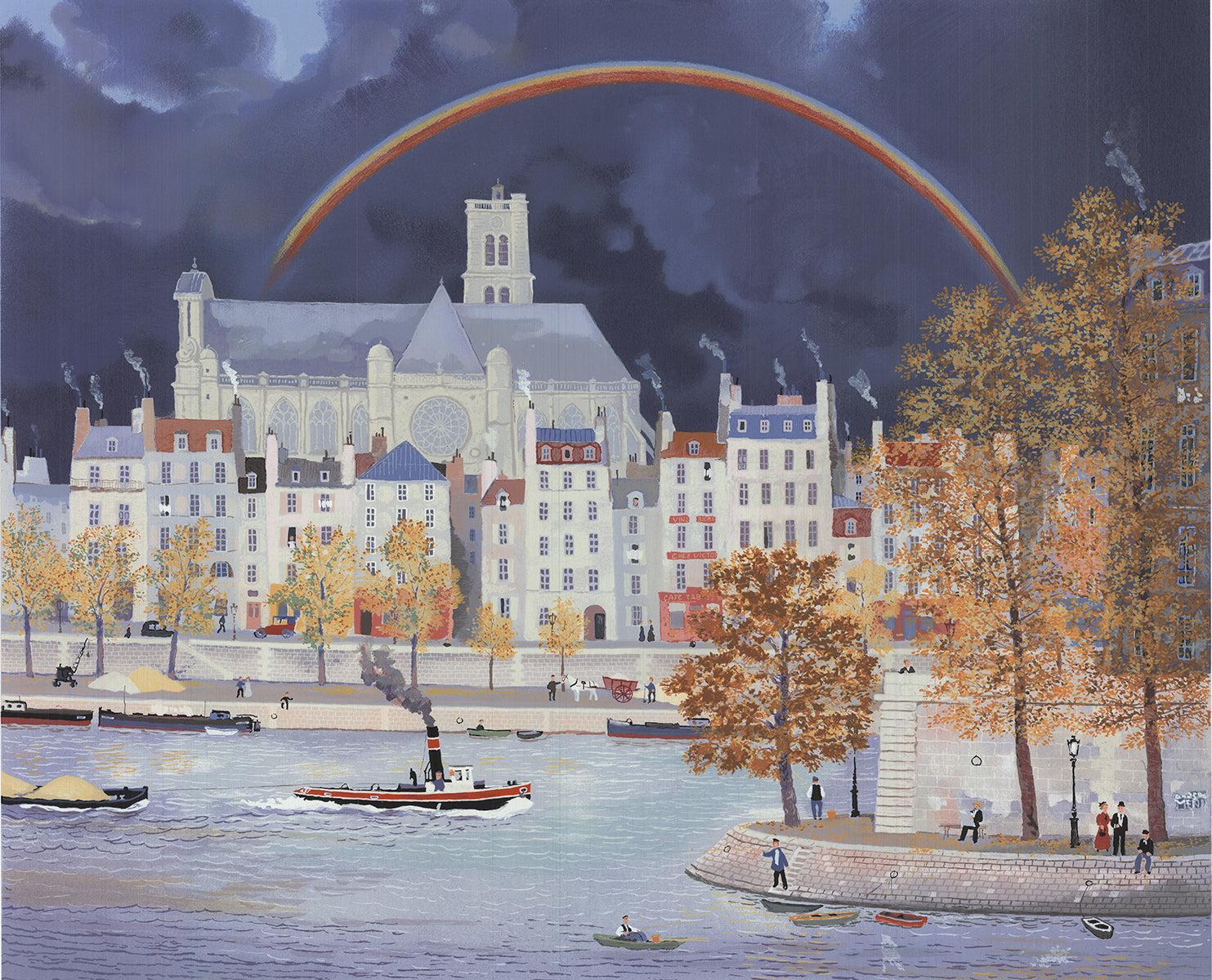 MICHEL DELACROIX Seine et Arc en Ciel - Signed For Sale 1