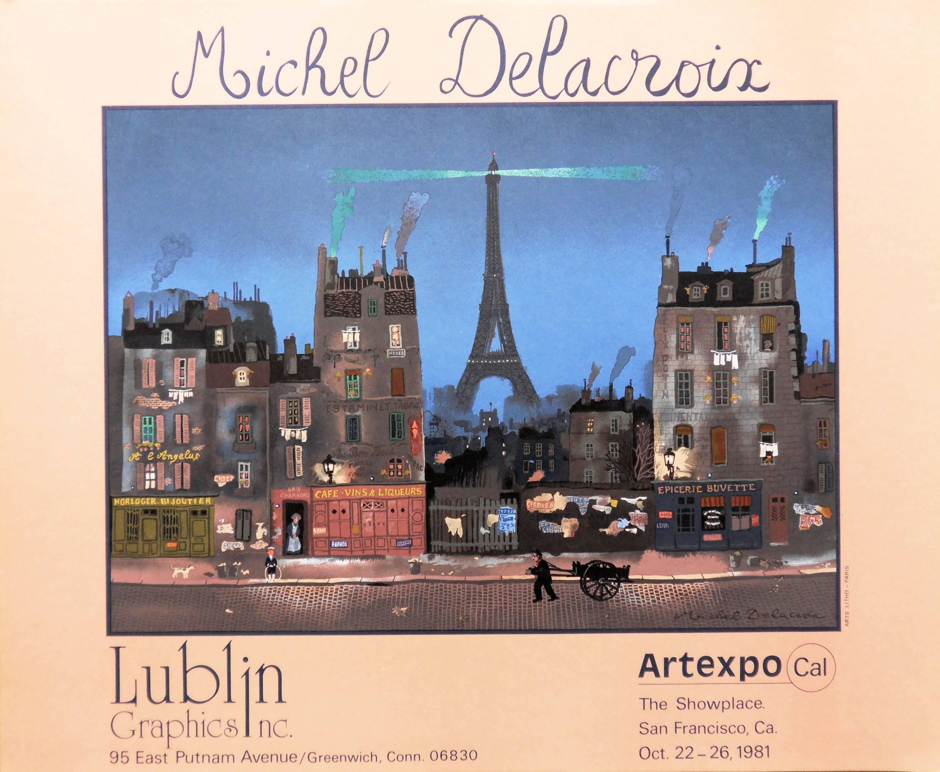 Paris : la Tour Eiffel - Lithograph poster - Modern Print by Michel Delacroix
