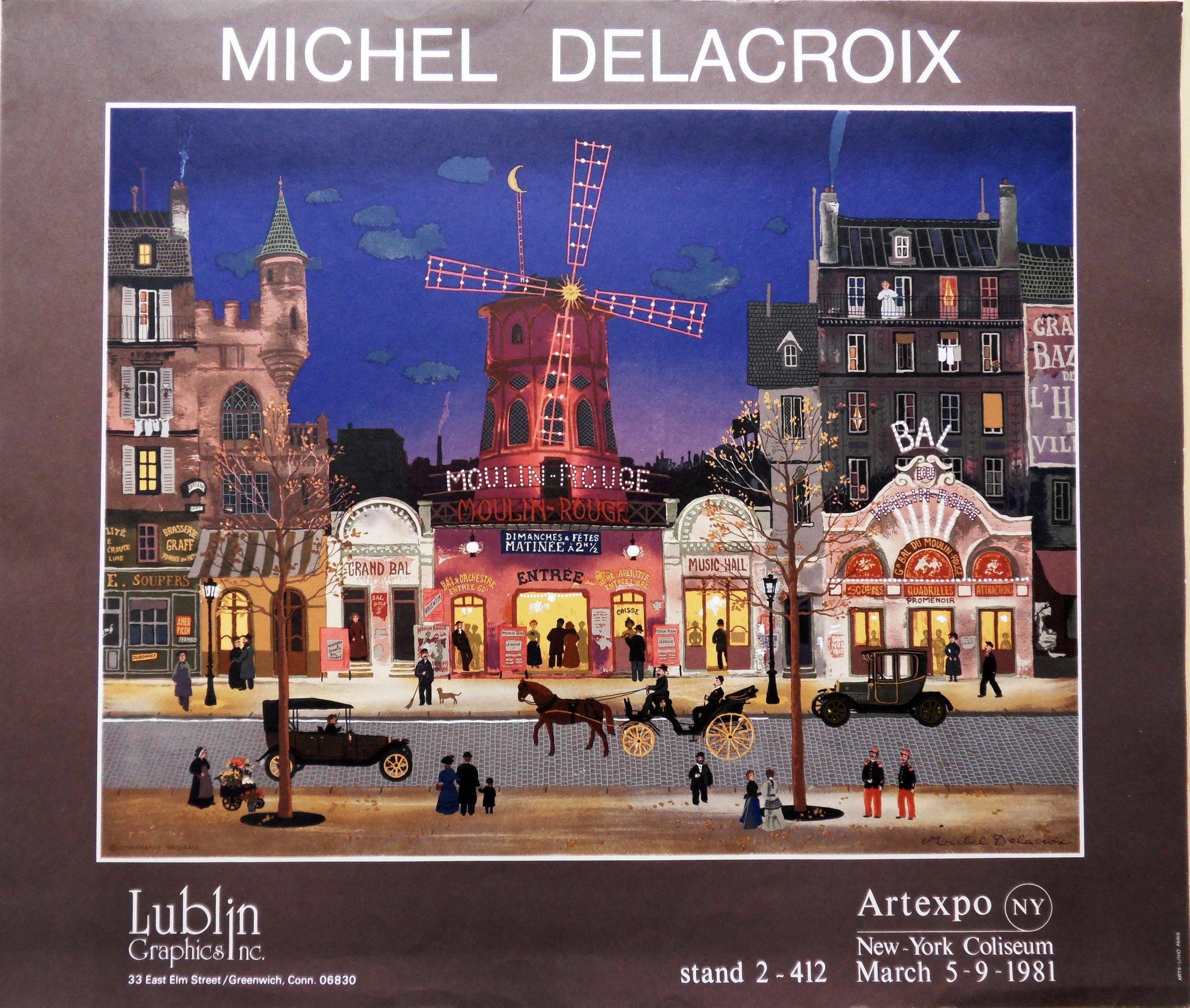 París : le Moulin Rouge - Cartel litografía - Print Moderno de Michel Delacroix