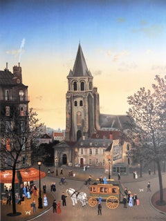 Paris : Saint Germain des Pres Church - Lithograph poster