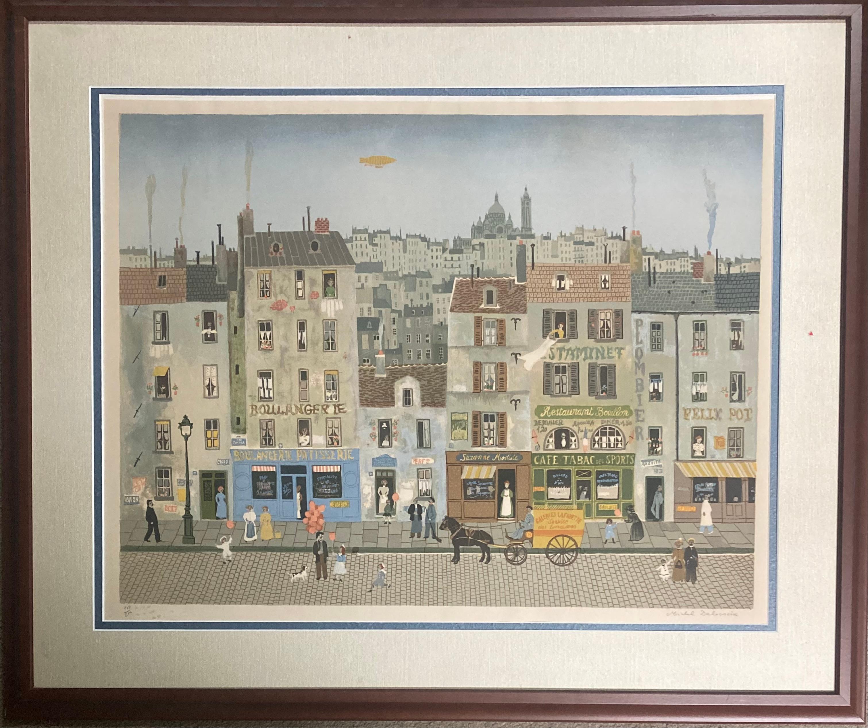 “Paris scene” - Print by Michel Delacroix