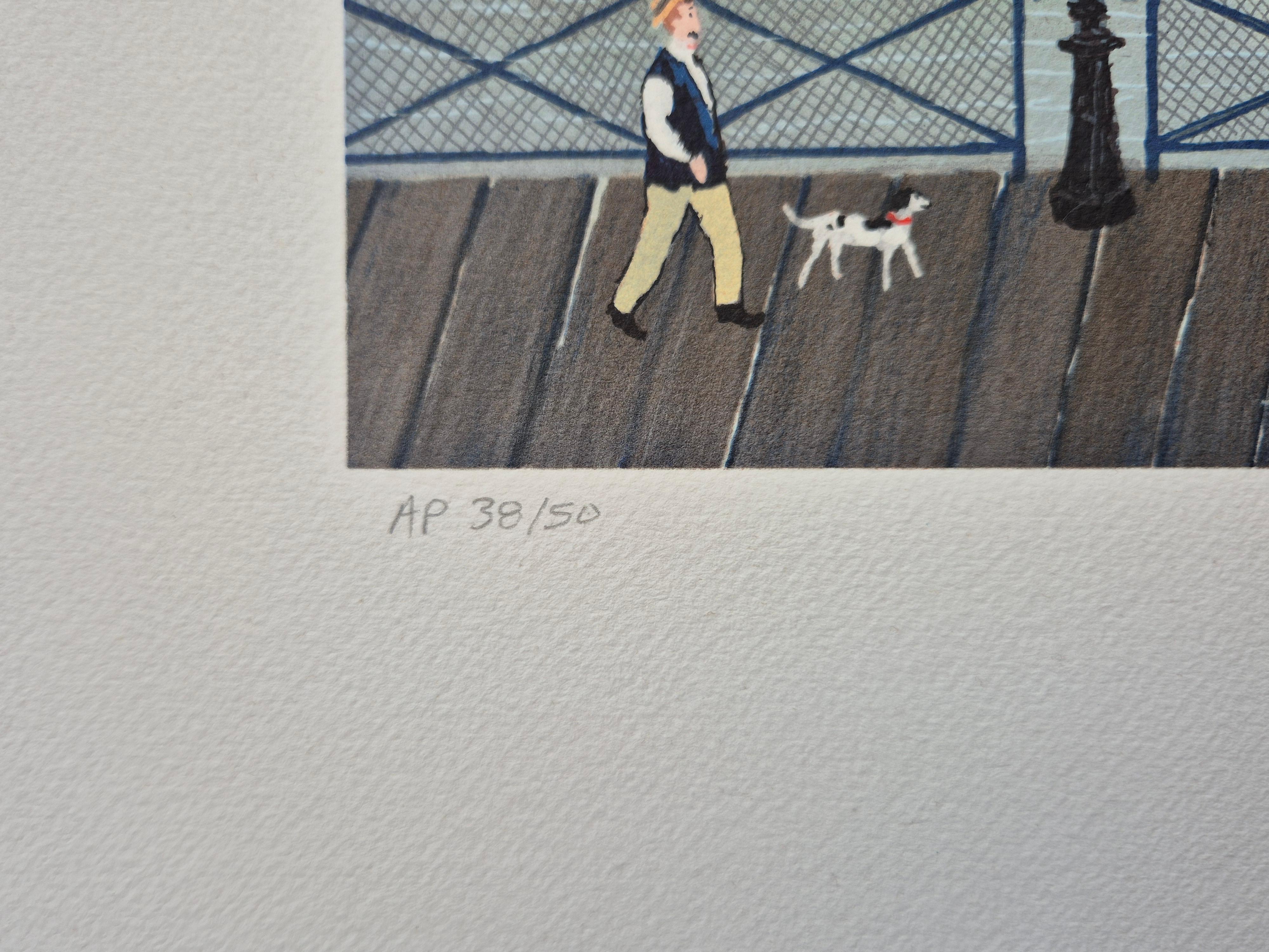 Passerelle des Halles in Summer from the Four Seasons Suite of Memories of Paris For Sale 1