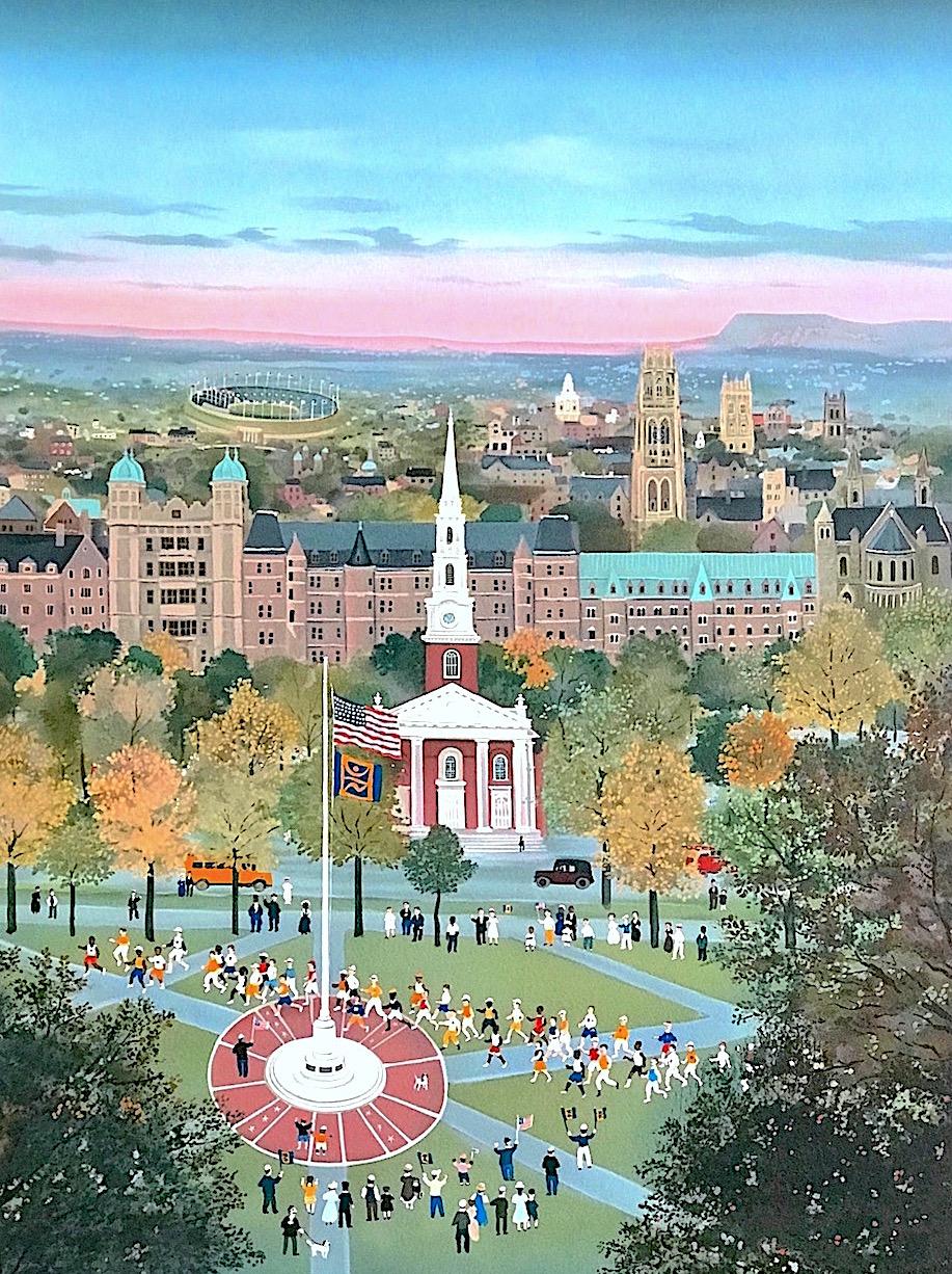 SPORT, SPIRIT, SPLENDOR Signed Lithograph New England Town, Charity Run Athletes - Print by Michel Delacroix