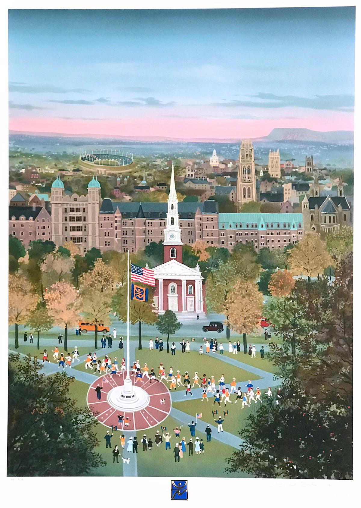 Lithographie signée SPORT, SPIRIT, SPLENDOR, paysage de ville, Jeux olympiques spéciaux - Print de Michel Delacroix