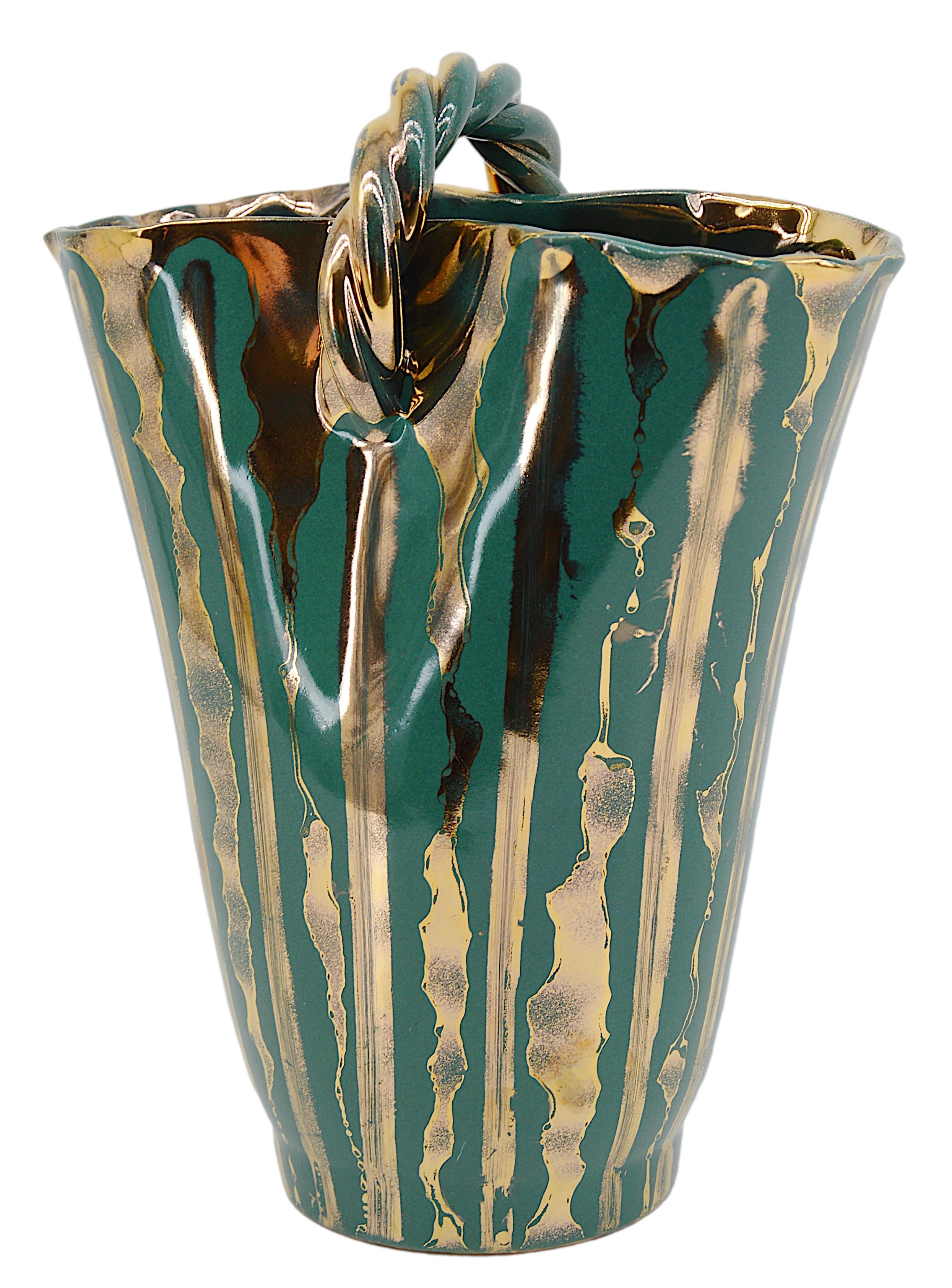 Mid-Century Modern Michel & Denise Pointu French Mid-Century Stoneware Vase, 1950s For Sale