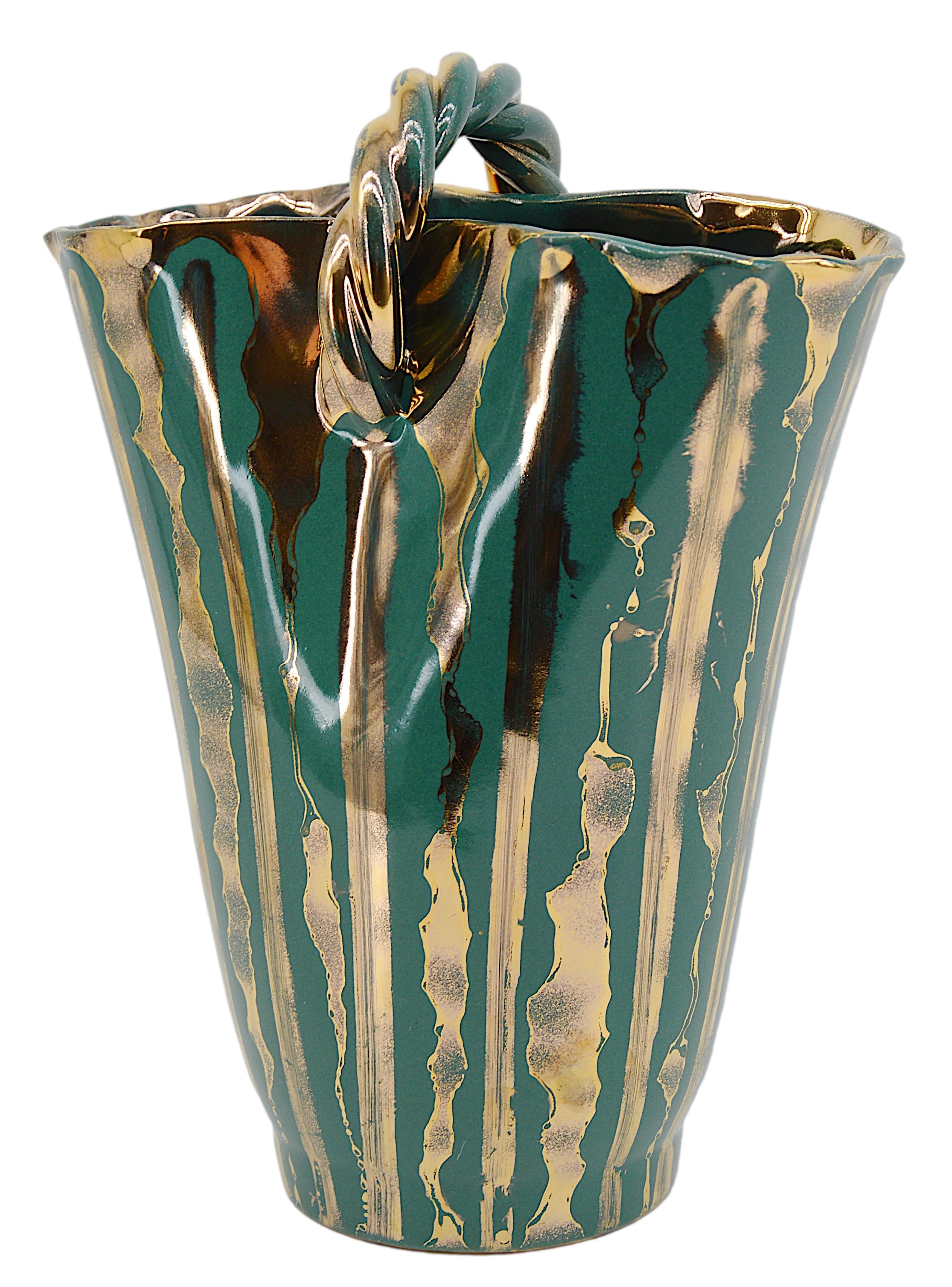 Mid-Century moderno Vaso in gres francese di metà secolo di Michel & Denise Pointu, anni '50 in vendita