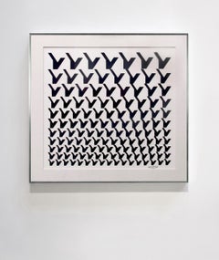 Kinetic Modern Abstract Painting - Black and white Geometric Paper Collage - "Y"