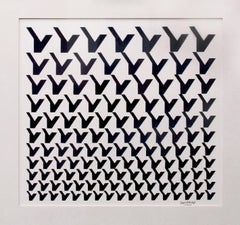 Kinetic Modern Abstract Painting - Black and white Geometric Paper Collage - "Y"