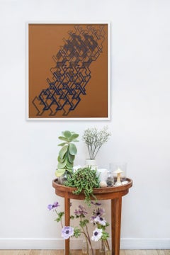 Kinetic Modern Abstract Painting - Brown Geometric Paper Collage - "Graphisme"