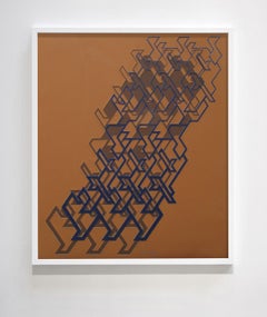 Vintage Kinetic Modern Abstract Painting - Brown Geometric Paper Collage - "Graphisme"