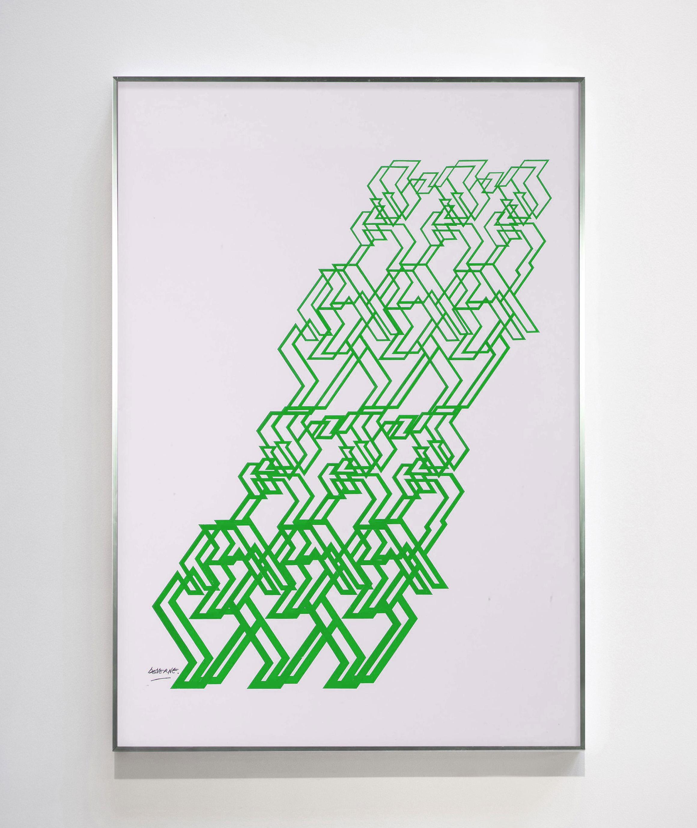 Kinetic Modern Abstract Painting - Green Geometric Paper Collage - 