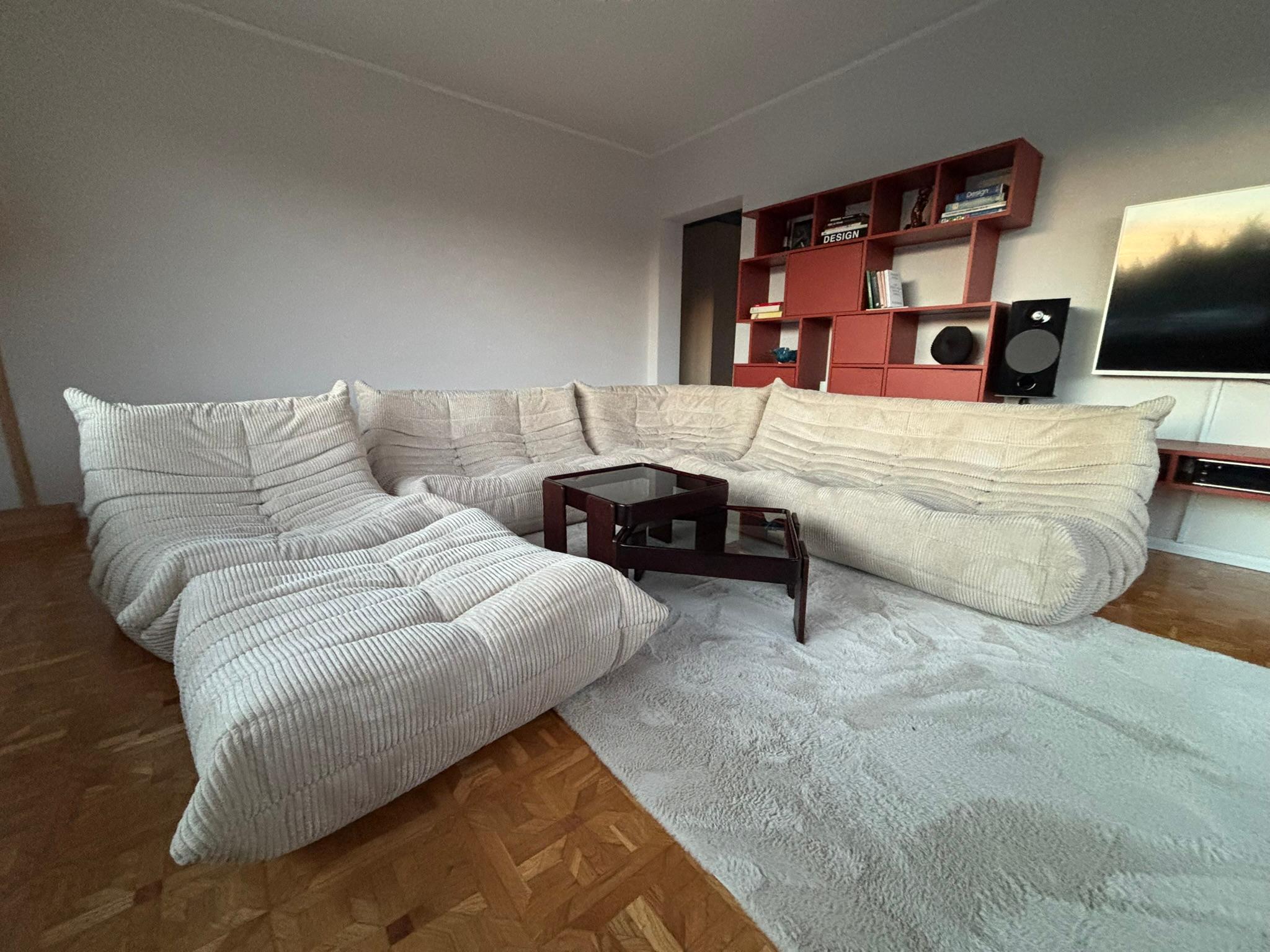 Michel Ducaroy for Ligne Roset Beige Corduroy Togo Sofas, Set of 5 en venta 4