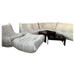 Michel Ducaroy per Ligne Roset Divani Togo in velluto a coste beige, set da 5