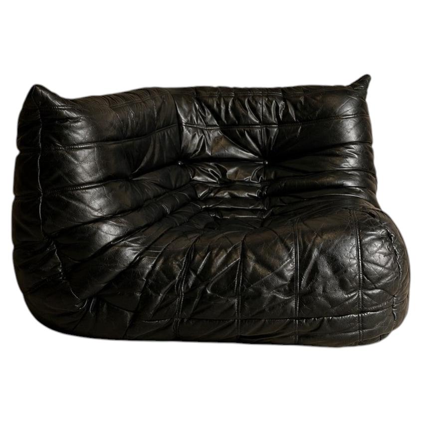 Michel Ducaroy for Ligne Roset, Black Leather Togo Corner Seat, France, 1989