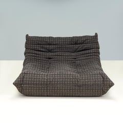 Michel Ducaroy for Ligne Roset Brown Houndstooth Togo Chaise Longue