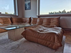 Michel Ducaroy for Ligne Roset Camel Leather Togo Sofas, Set of 5