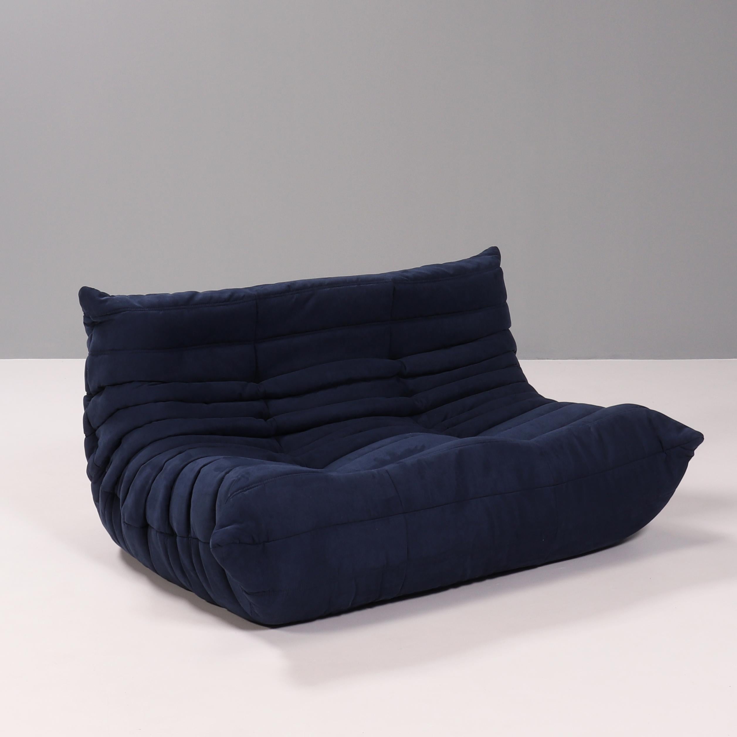 Fabric Michel Ducaroy for Ligne Roset Dark Blue Togo Sofas,  Set of 5 For Sale