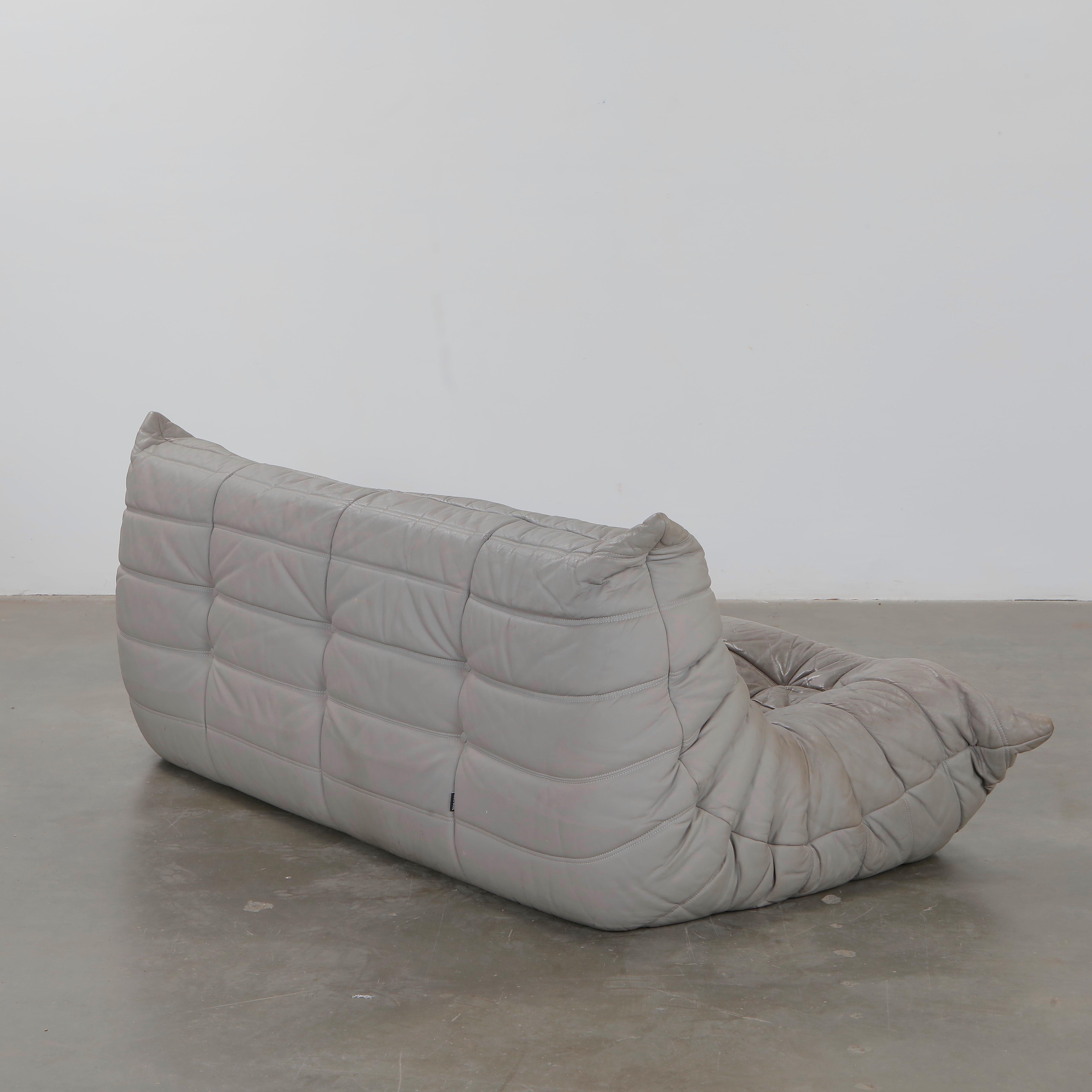 Late 20th Century Michel Ducaroy for Ligne Roset, Grey Three-Seater Togo, 1990s For Sale