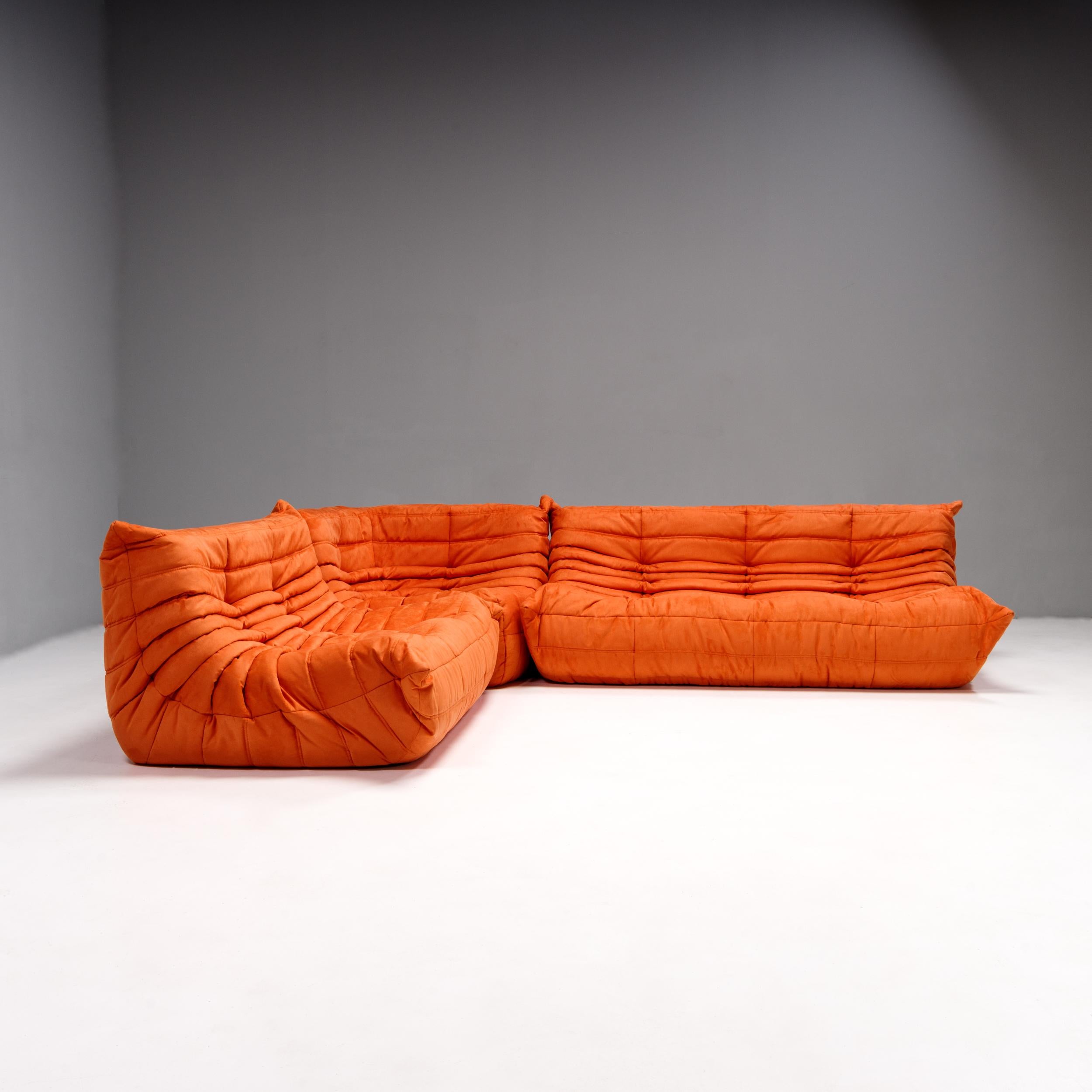 Mid-Century Modern Michel Ducaroy for Ligne Roset Orange Togo Modular Sofas, Set of 5
