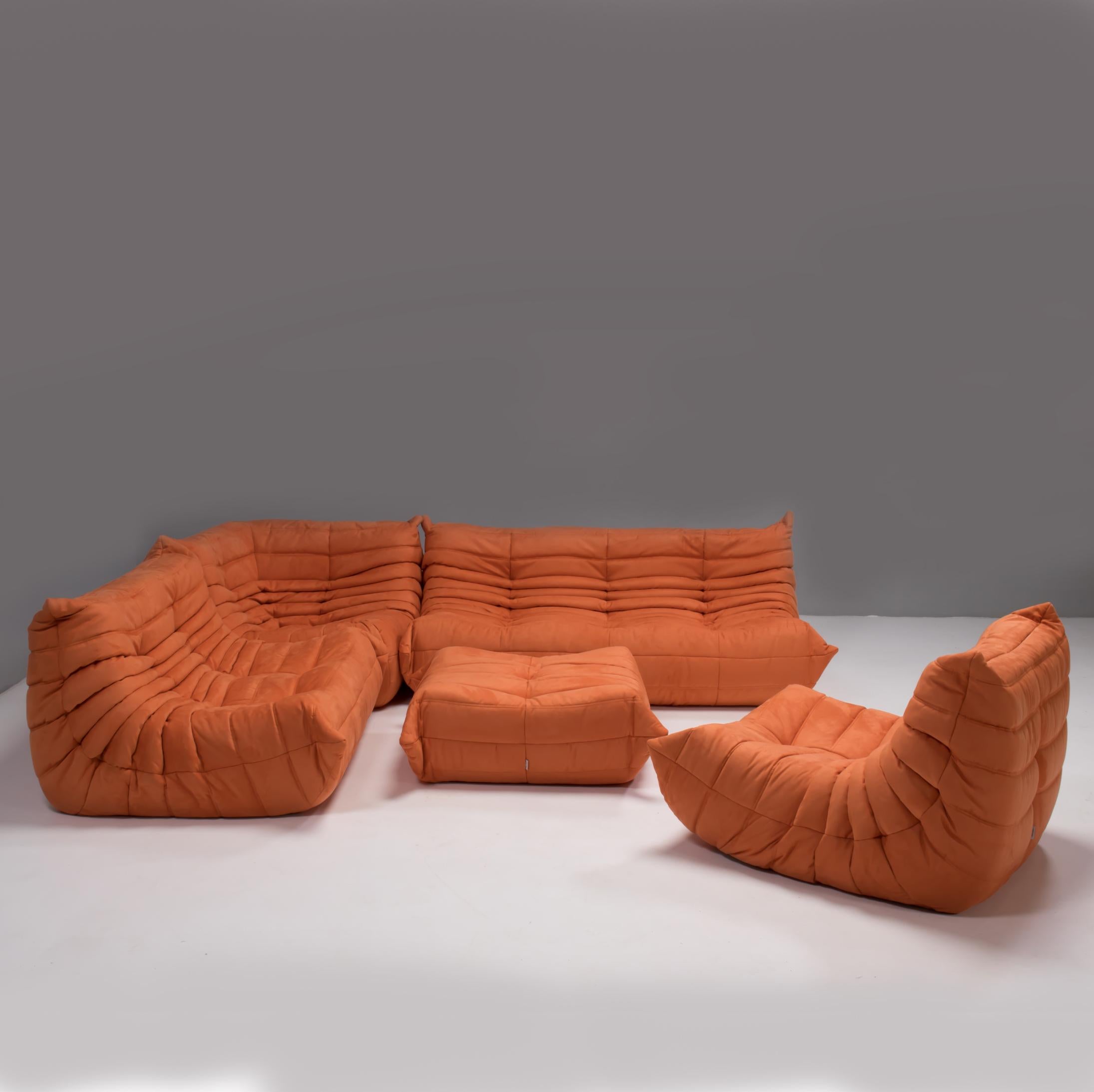 French Michel Ducaroy for Ligne Roset Orange Togo Modular Sofas, Set of 5 For Sale