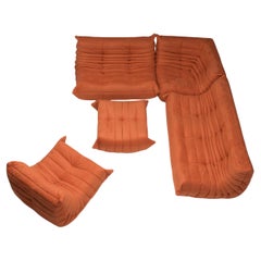 Michel Ducaroy for Ligne Roset Orange Togo Modular Sofas, Set of 5
