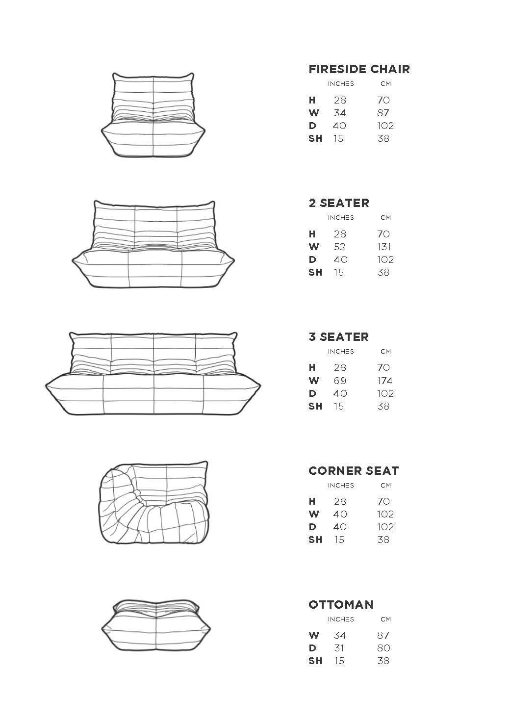 Michel Ducaroy für Ligne Roset, Orangefarbenes Togo, 3er-Set 8