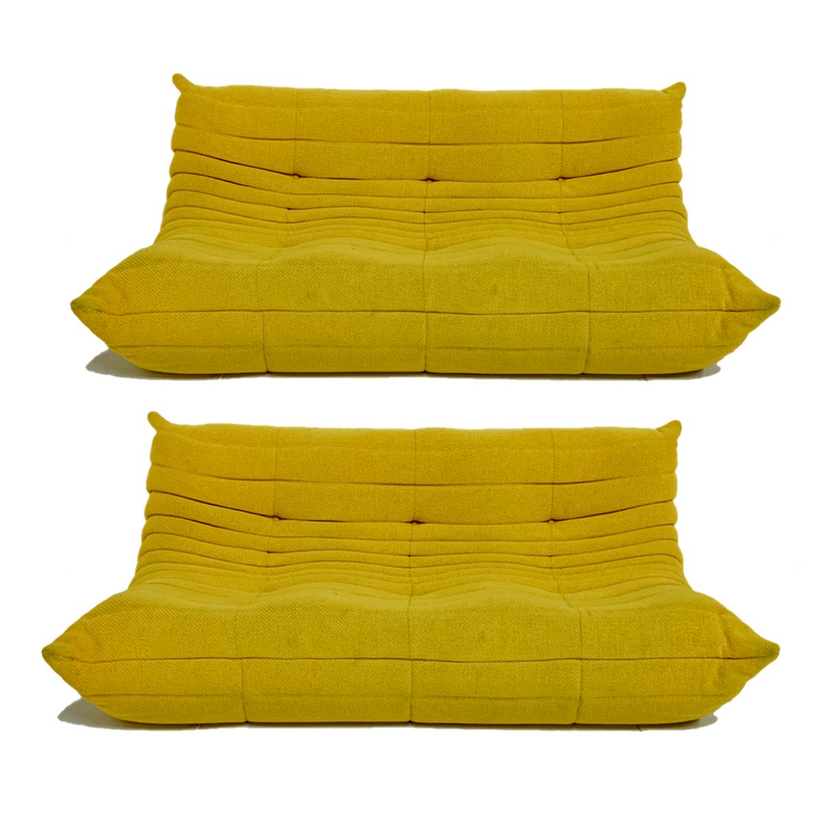 Michel Ducaroy for Ligne Roset Rare Yellow Toga Sofa / Large Settee