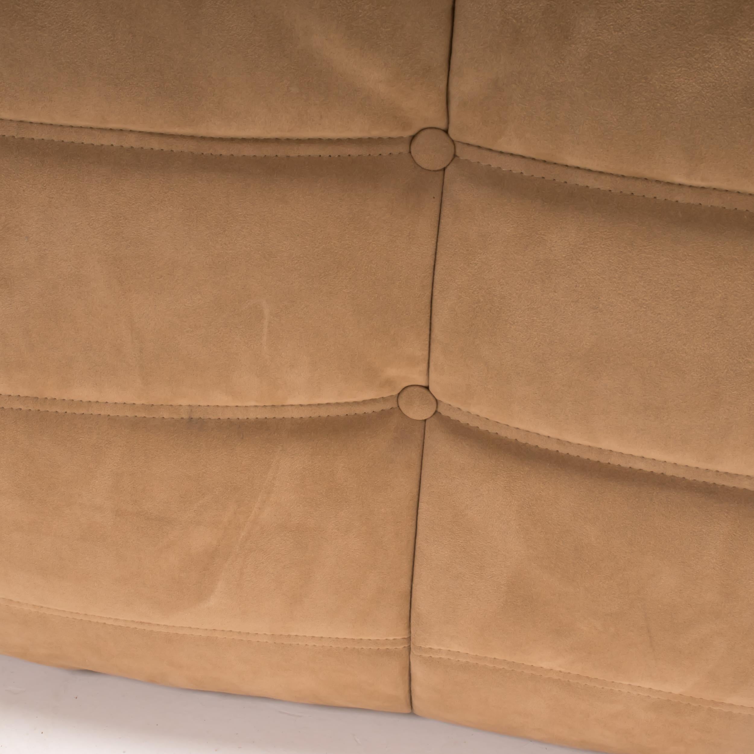 Michel Ducaroy for Ligne Roset Togo 2 Seater Sofa and Corner in Brown Suede 7