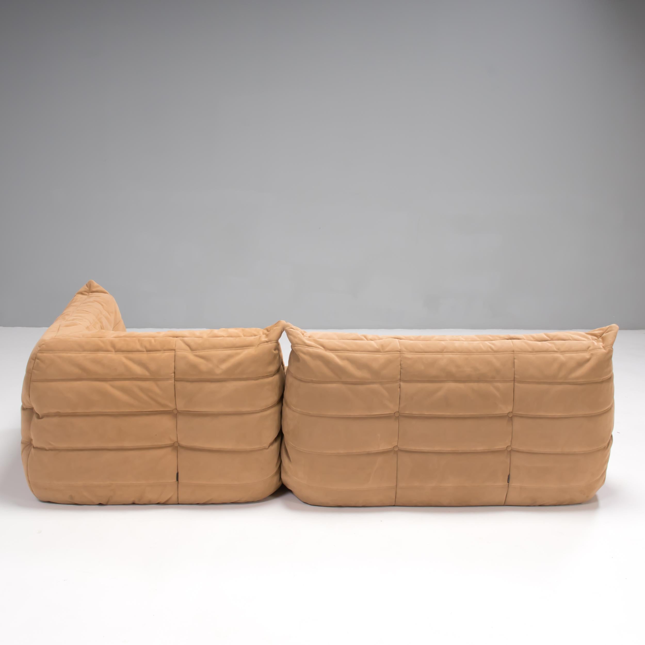 Late 20th Century Michel Ducaroy for Ligne Roset Togo 2 Seater Sofa and Corner in Brown Suede