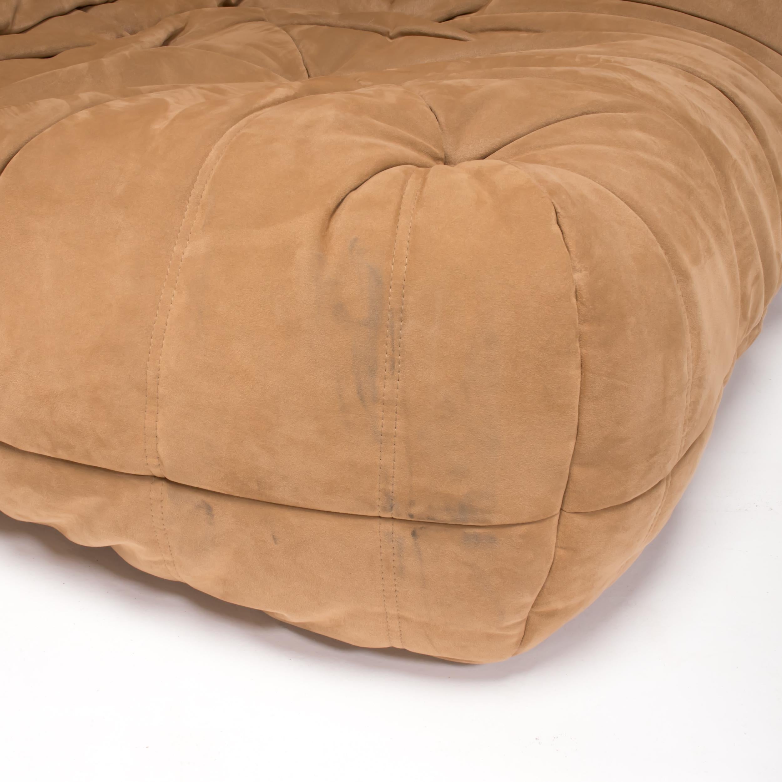 Michel Ducaroy for Ligne Roset Togo 2 Seater Sofa and Corner in Brown Suede 4