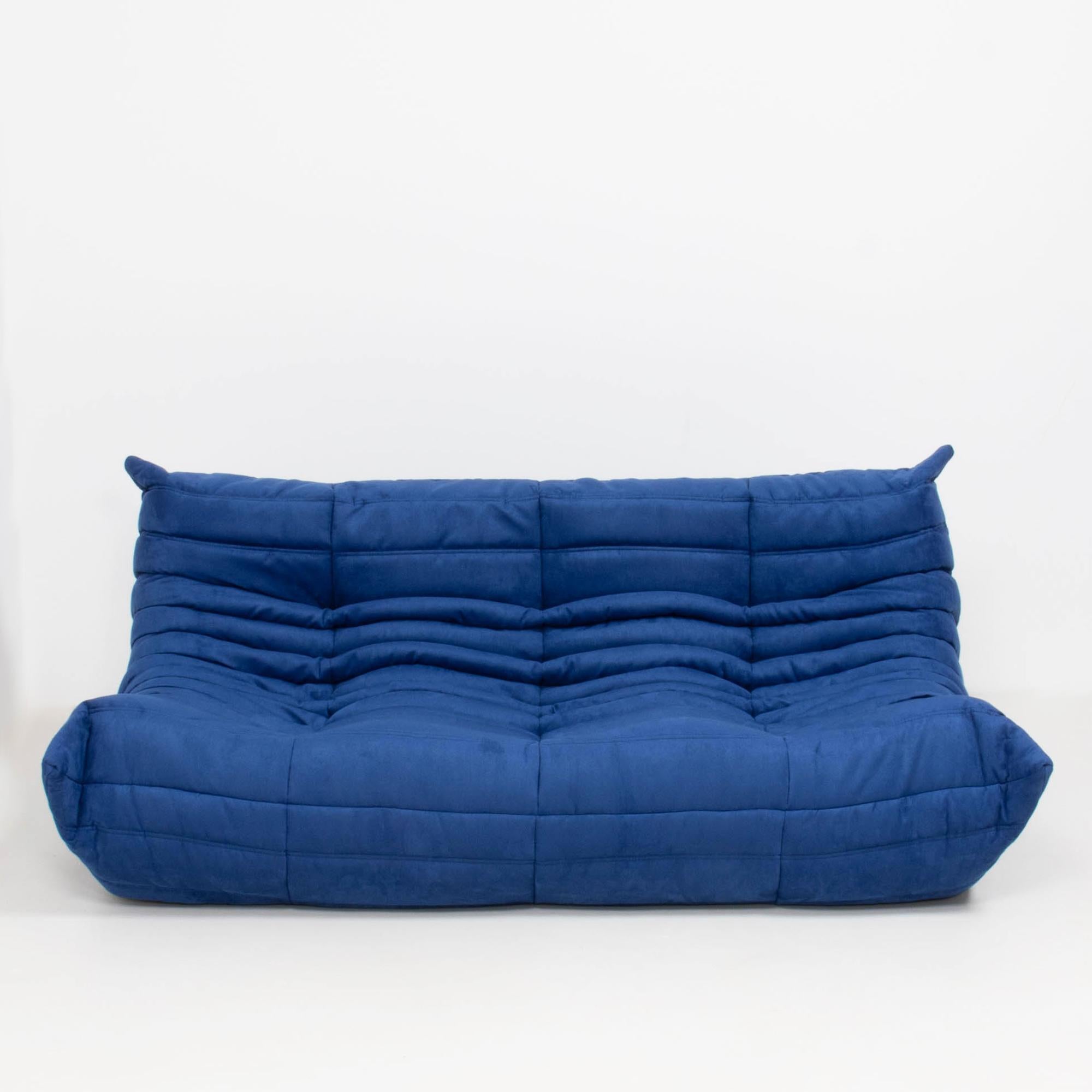 French Michel Ducaroy for Ligne Roset Togo Blue Modular Sofa, Set of 3