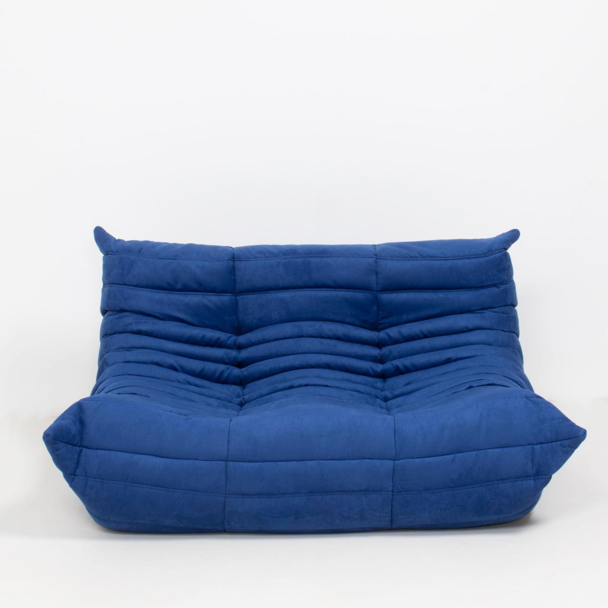 Late 20th Century Michel Ducaroy for Ligne Roset Togo Blue Modular Sofa, Set of 3