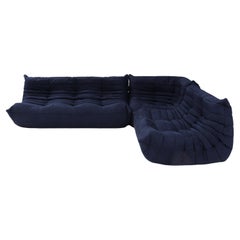 Ligne Roset Dunkelblaues Togo-Modulsofa von Michel Ducaroy, Dreier-Set