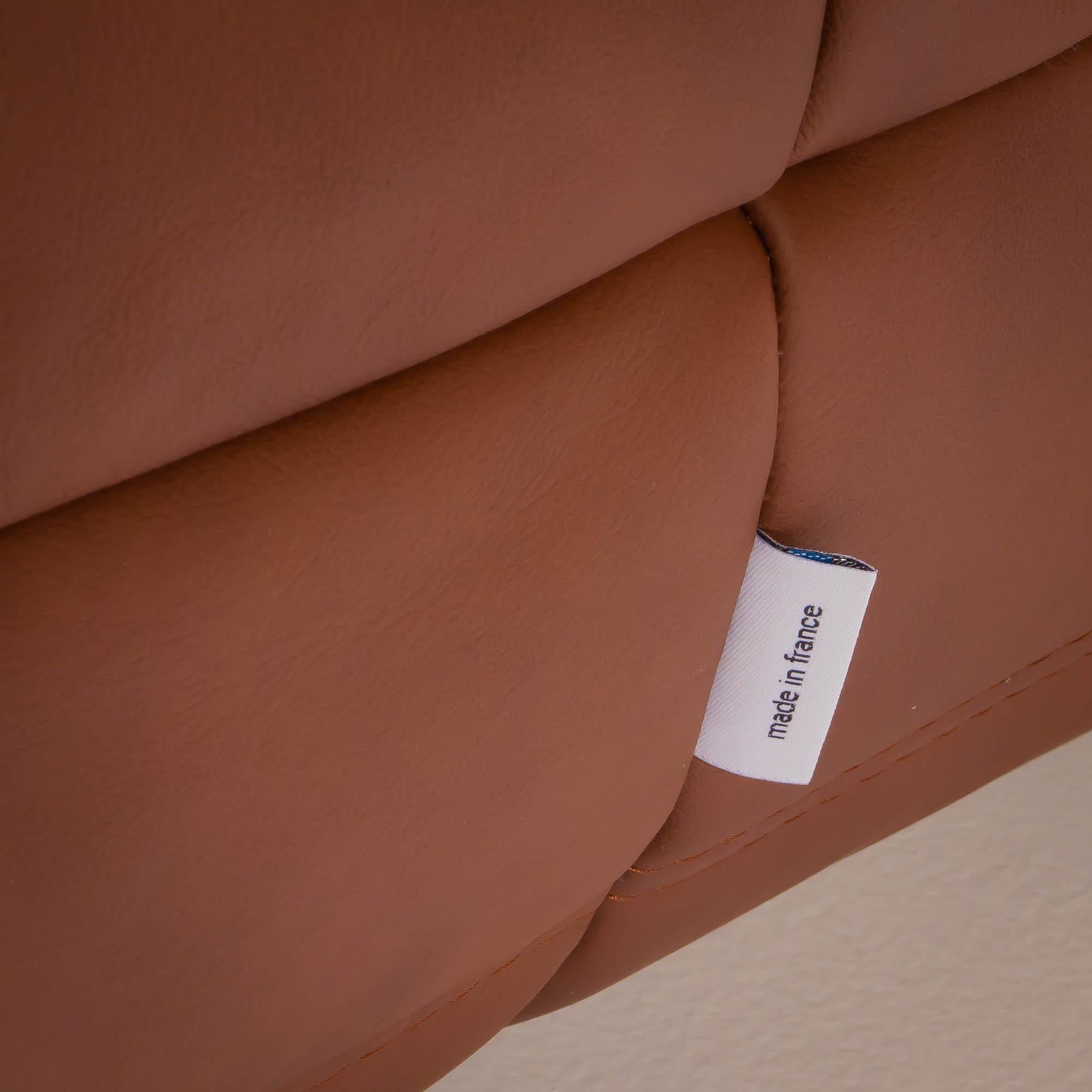 Michel Ducaroy for Ligne Roset Togo Brown Leather Modular Sofa, Set of Five For Sale 2