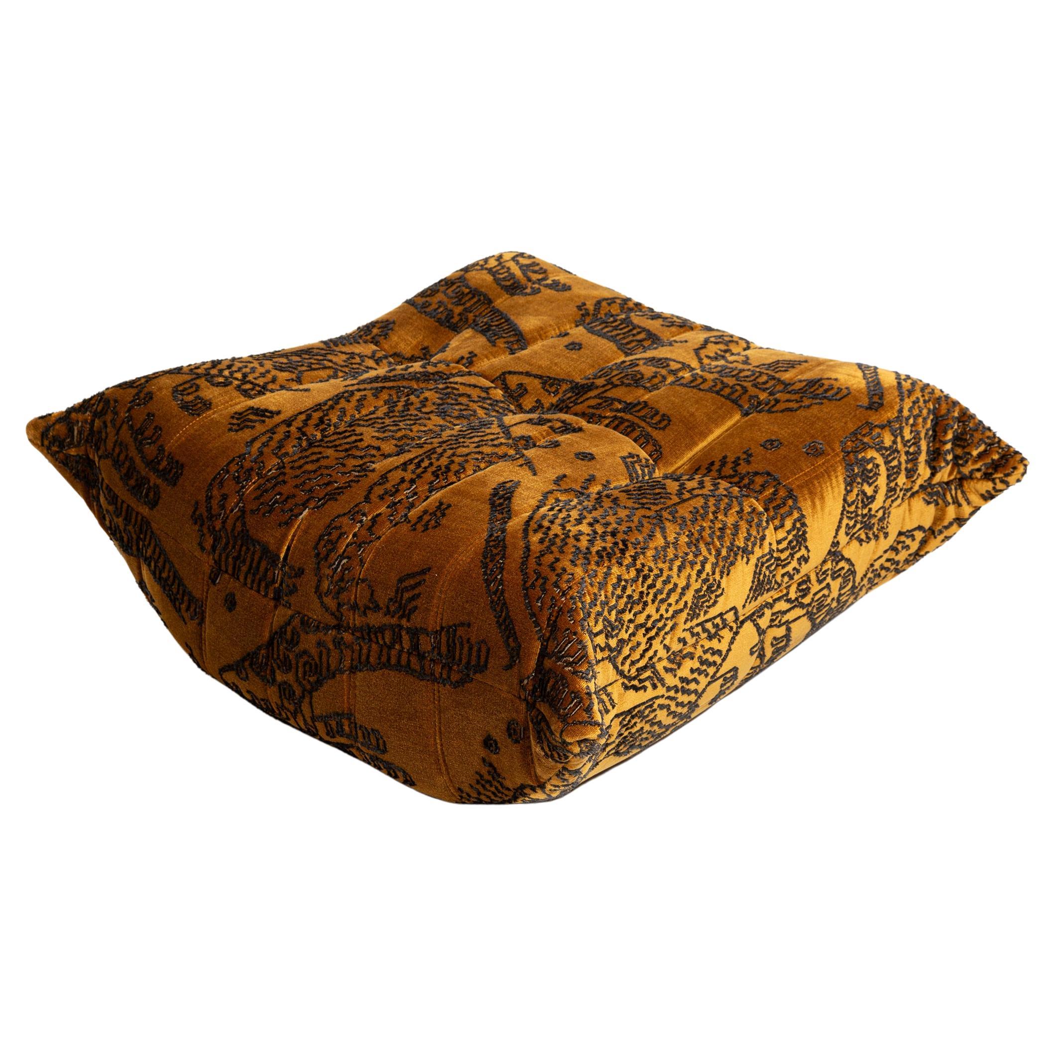 Michel Ducaroy for Ligne Roset TOGO Footstool Ottoman in Tiger Mountain by Dedar en vente