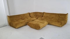 Michel Ducaroy for Ligne Roset Togo Four-Piece Modular Sofa Set in Gold Velvet
