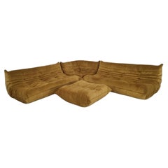 Michel Ducaroy for Ligne Roset Togo Four-Piece Modular Sofa Set in Gold Velvet