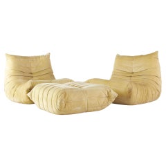 Michel Ducaroy for Ligne Roset Togo MCM Lounge Chairs with Ottoman, Pair