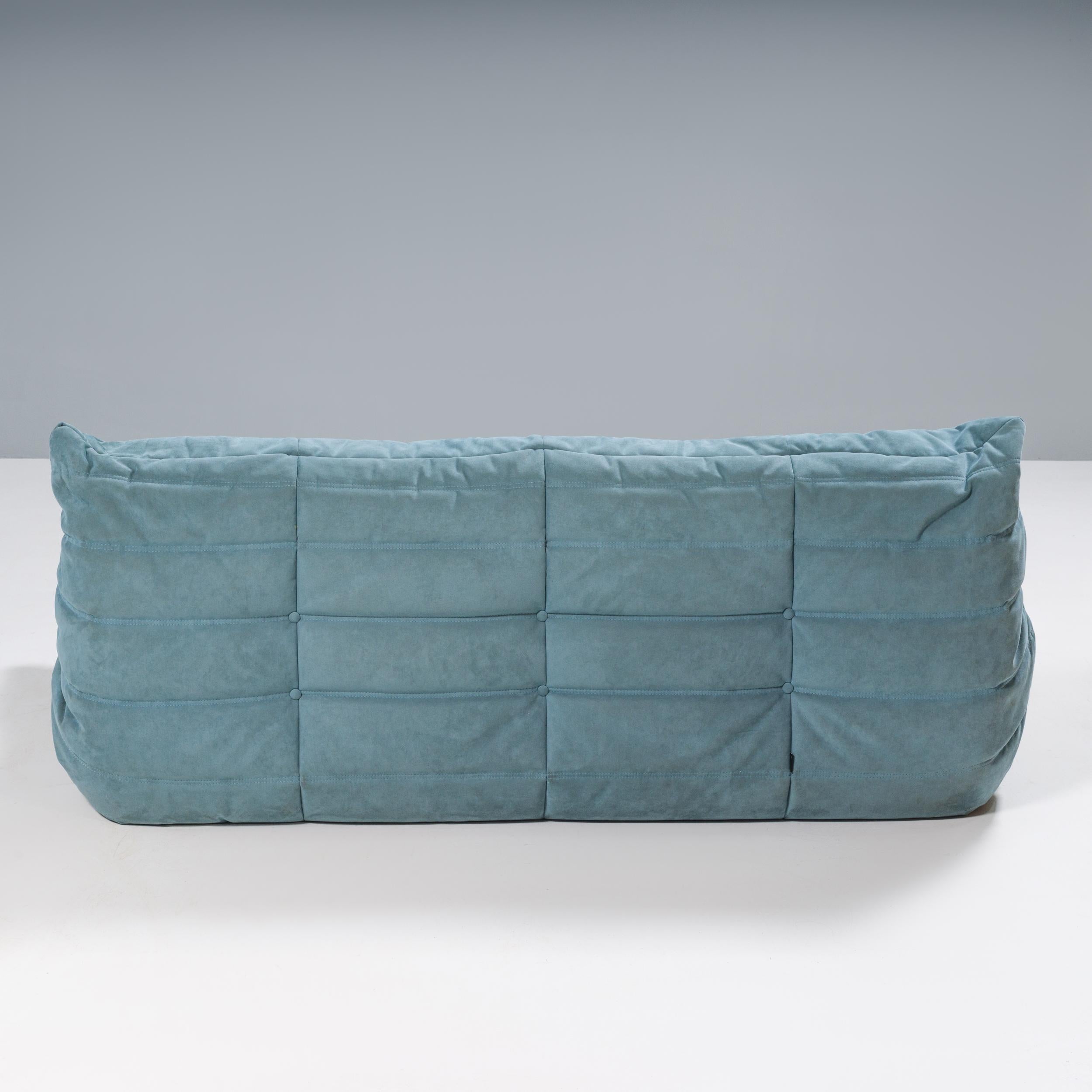Late 20th Century Michel Ducaroy for Ligne Roset Togo Pale Blue Modular Sofa, Set of 2