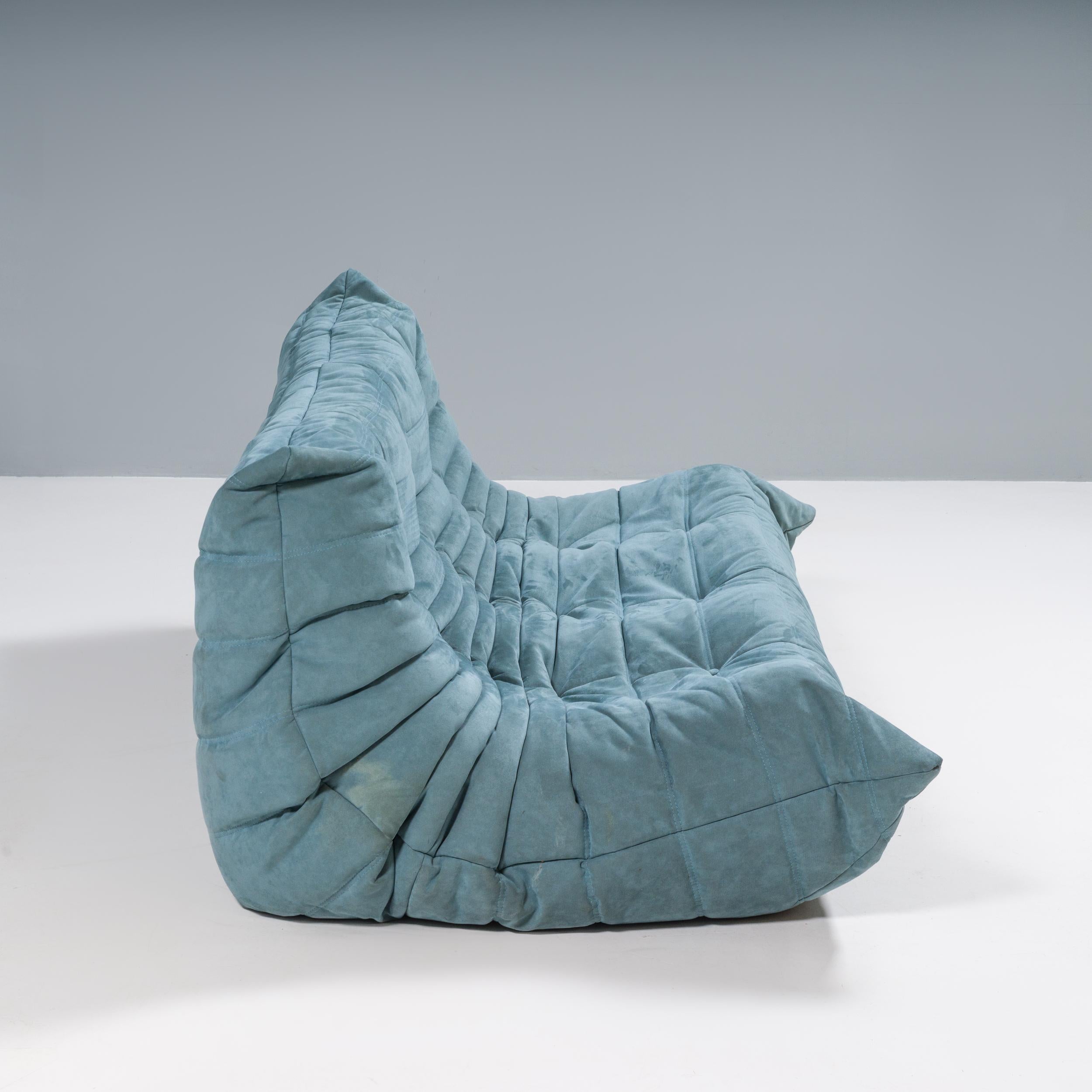 Fabric Michel Ducaroy for Ligne Roset Togo Pale Blue Modular Sofa, Set of 2