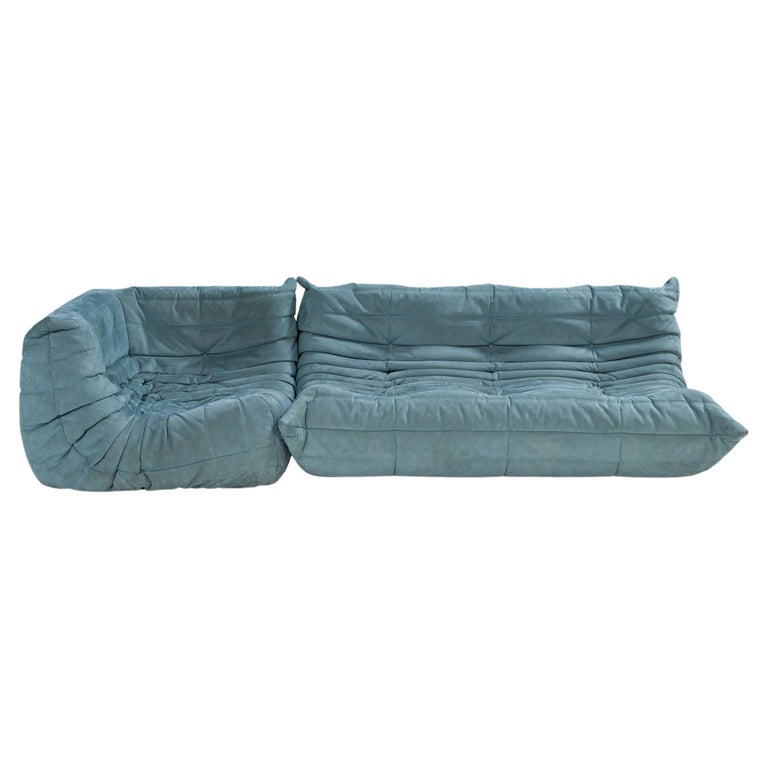 Michel Ducaroy for Ligne Roset Togo Pale Blue Modular Sofa, Set of 2 For  Sale at 1stDibs