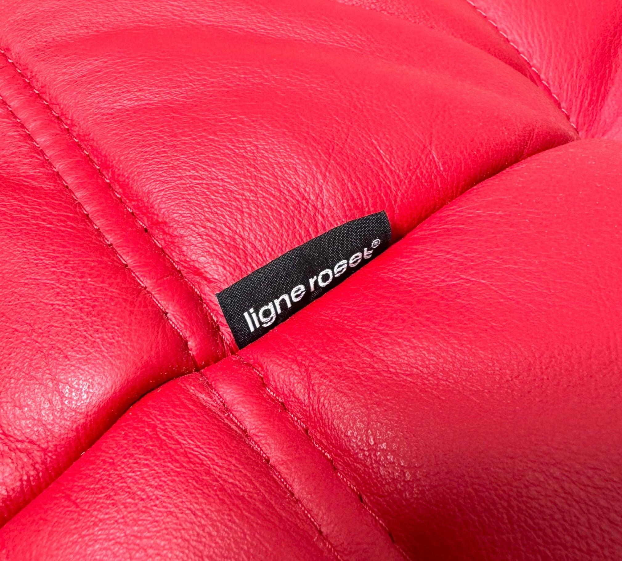 Michel Ducaroy for Ligne Roset Togo Red Leather Sectional Sofa Set 6