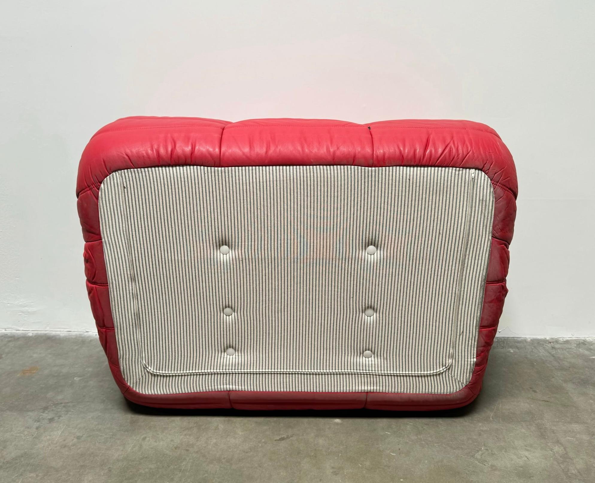 Michel Ducaroy for Ligne Roset Togo Red Leather Sectional Sofa Set 8