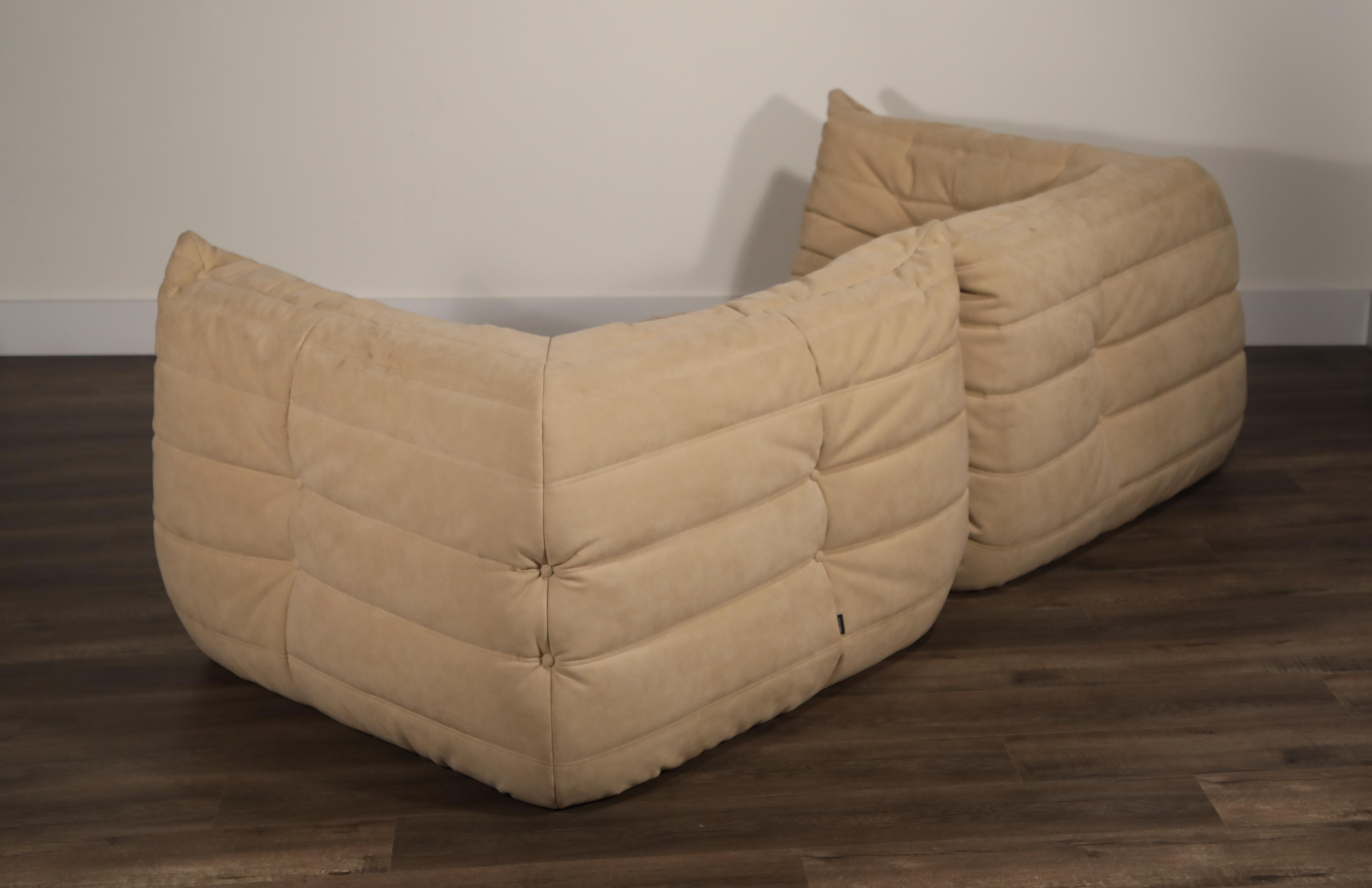 Michel Ducaroy for Ligne Roset Togo Sectional Sofa in Beige Alcantara Ultrasuede 2