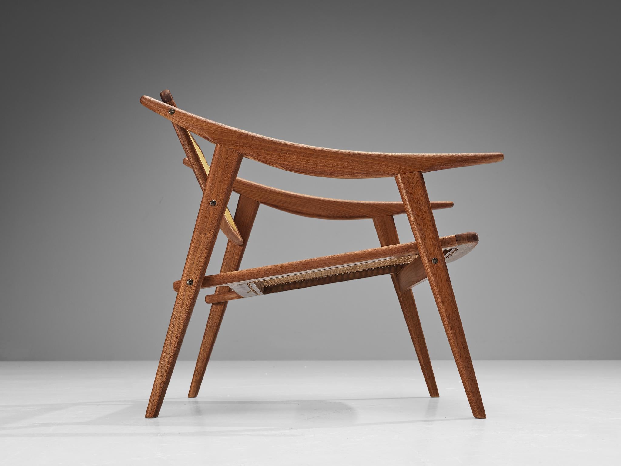 Mid-20th Century Michel Ducaroy for SNA Roset Pair of Lounge Chairs in Teak and Cane  For Sale