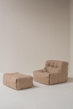 Michel Ducaroy Kashima Lounge Chair and Pouf for Ligne Roset, France 1970s