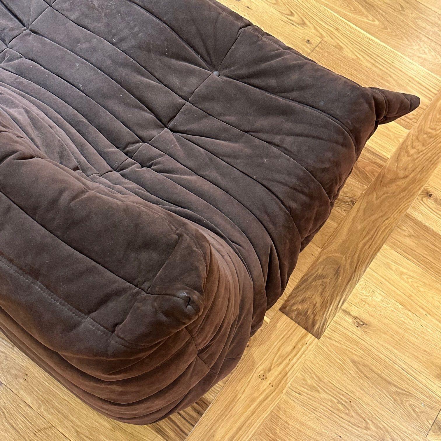 Michel Ducaroy, Ligne Roset, Mid-Century Modern, Togo Sofa Set, Brown Suede 1